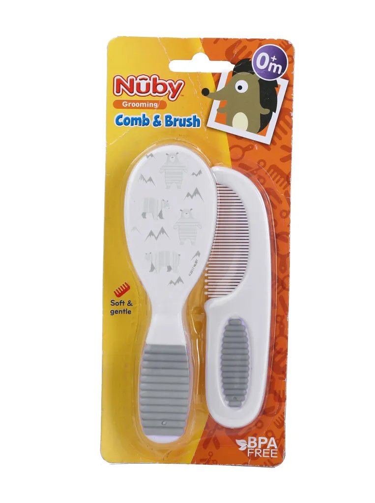 Nuby Comb & Brush Set (Grey Bear)