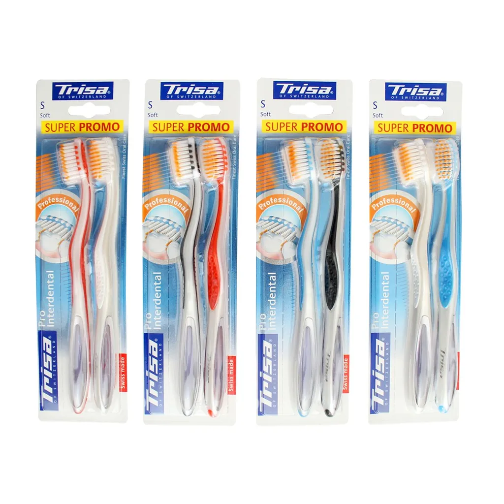 Trisa Pro Interdental Soft Toothbrush Pack of 2 (Assorted Color)