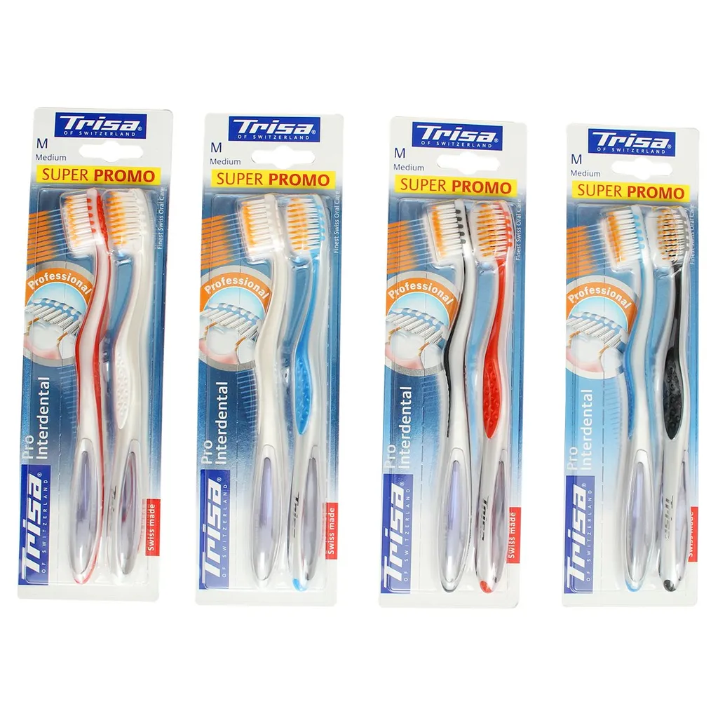 Trisa Pro Interdental Medium Toothbrush Pack of 2 (Assorted Color)