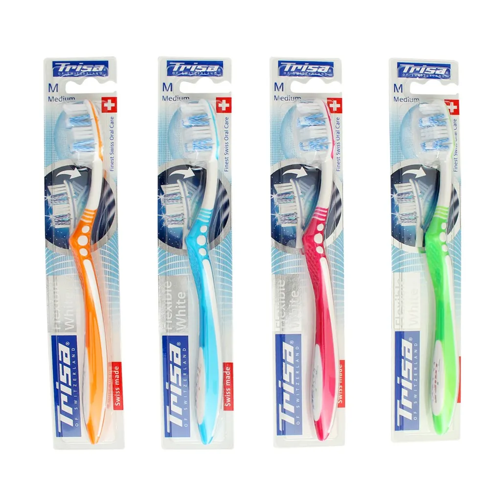 Trisa Flexible White Medium Toothbrush (Assorted Color)