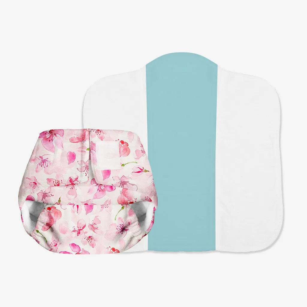 Superbottoms Cherry Blossom UNO Cloth Diaper & 1 Dry Feel Pad (Pack of 2) (0-3 Months)