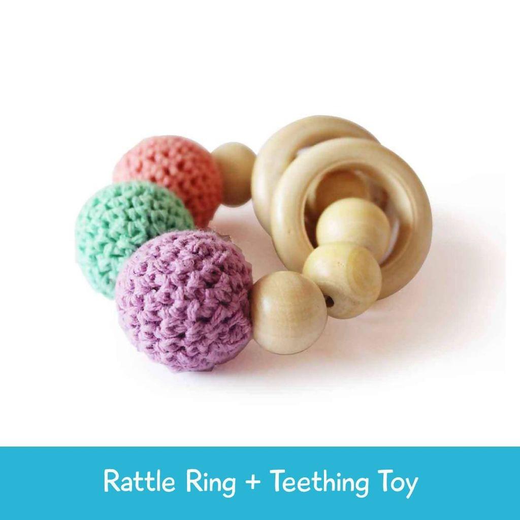 Shumee Rattle Rings & Teether for Babies|100% Safe, Natural & Eco-friendly
