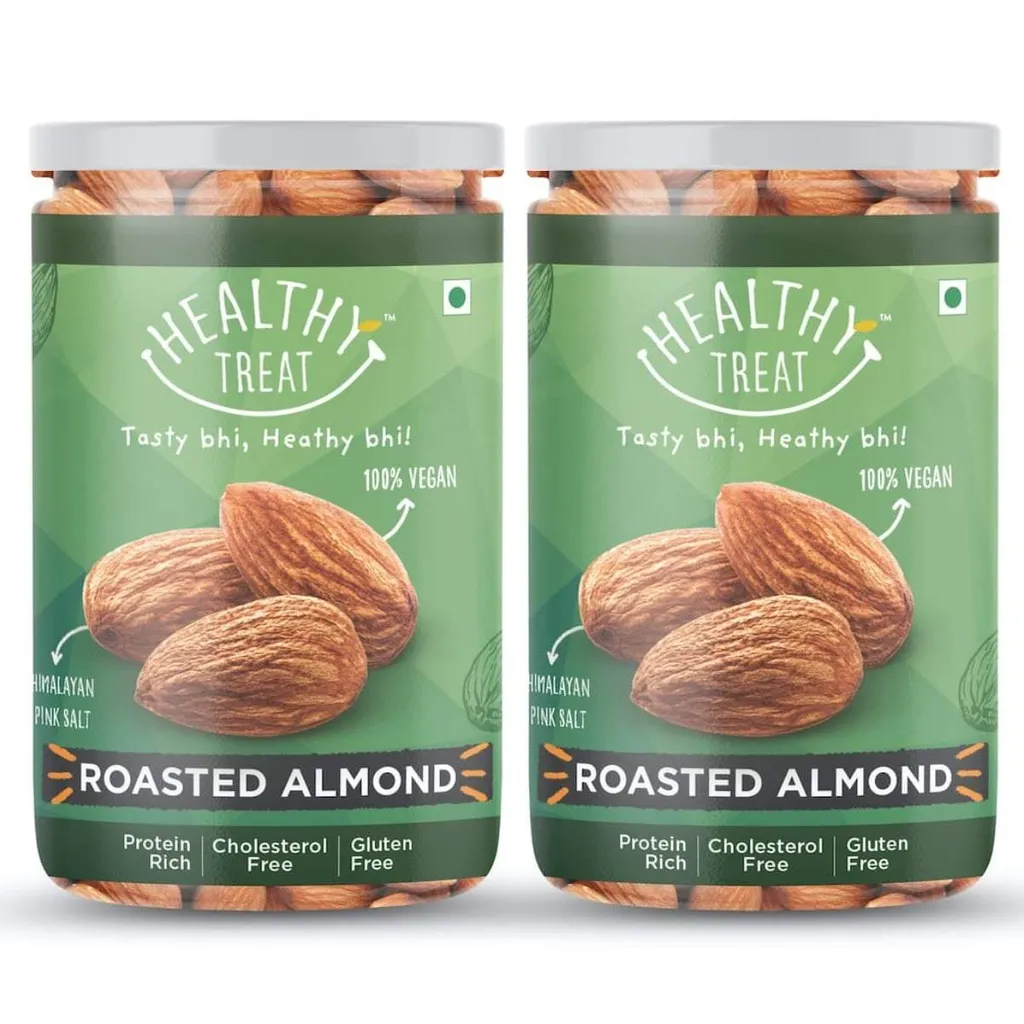 HEALTHY TREAT Roasted California Almond 400gm - Pack of 2 - 200 gm each