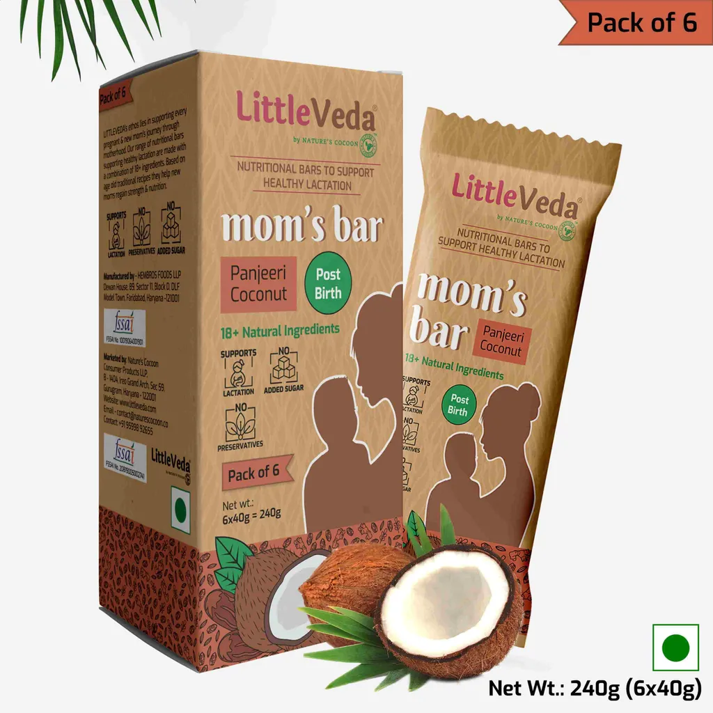 LittleVeda Moms Panjeeri Bar - Coconut For Breastfeeding Mom\'s with Shatavari, Gondh, Cumin