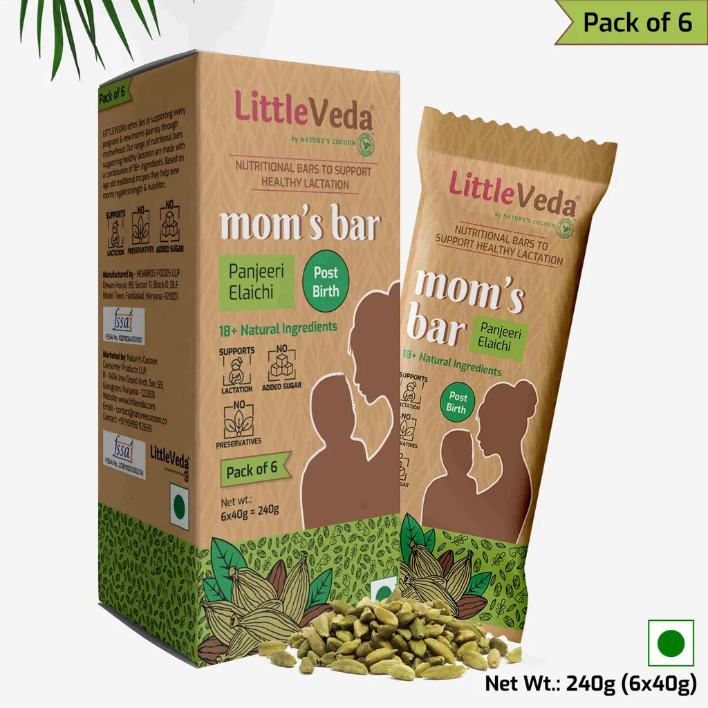 LittleVeda Mom\'s Panjeeri Bar - Elaichi with Shatavari, Gondh, muskmelon seeds