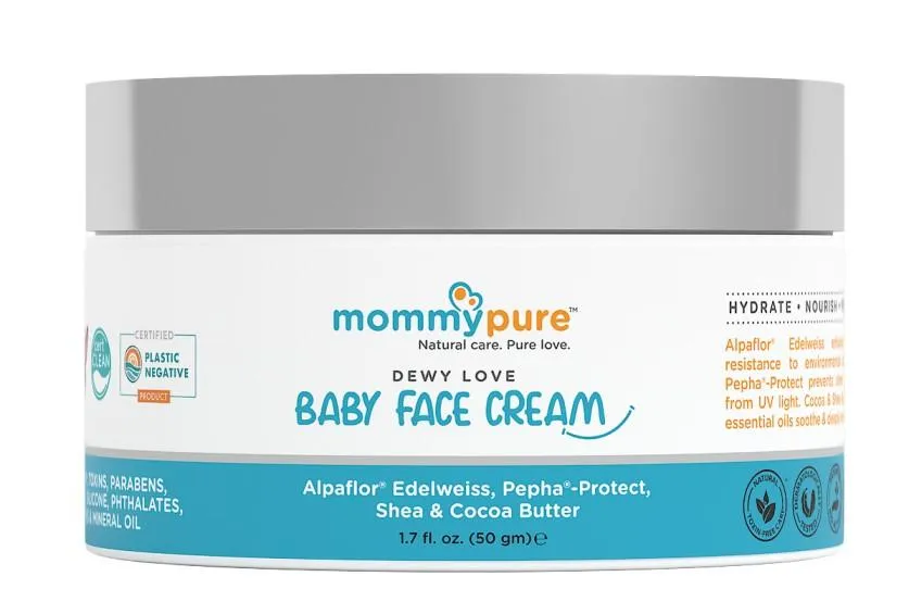 MommyPure Dewy Love Baby Face Cream 50gm|NoToxin|Shea-Cocoa Butter,Peony Flower Extract,Primrose
