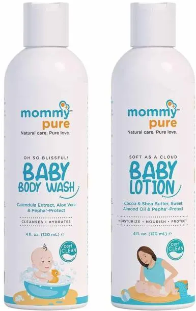 MommyPure Baby Skincare Combo with Tear-Free Body Wash (120ml) & Baby Body Lotion (120ml)