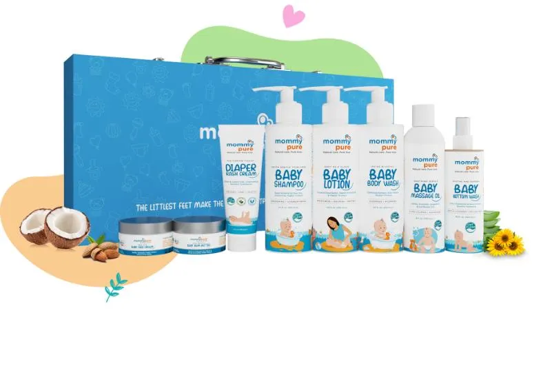 MommyPureBaby Arrival Gift Set|Gift- Newborns &Baby Showers,8 Clean & Natural Baby Care Essentials