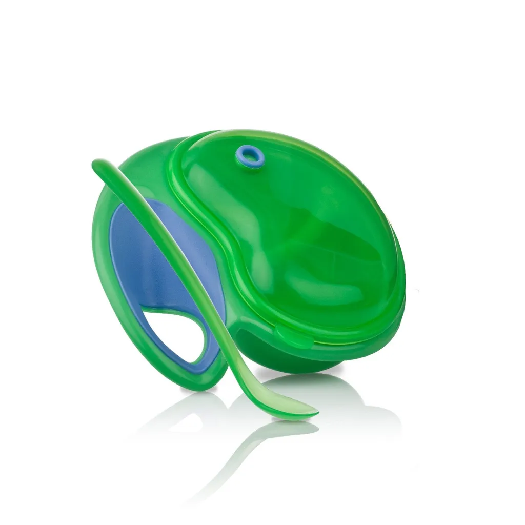 Nuby Easy Grip Bowl W/Feeding Spoon (Green)