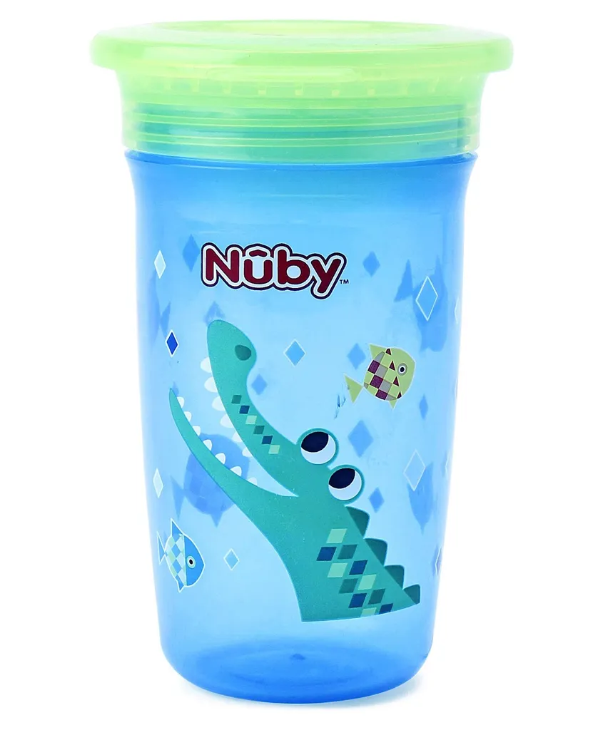 Nuby 360 Wonder Cup Printed Without Handle 300ml (Blue Base)