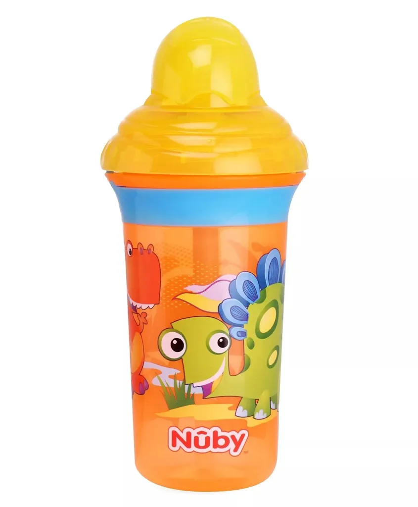 Nuby Click-It Printed Series Straw Active Sipeez Flip-It 270ml (Orange)