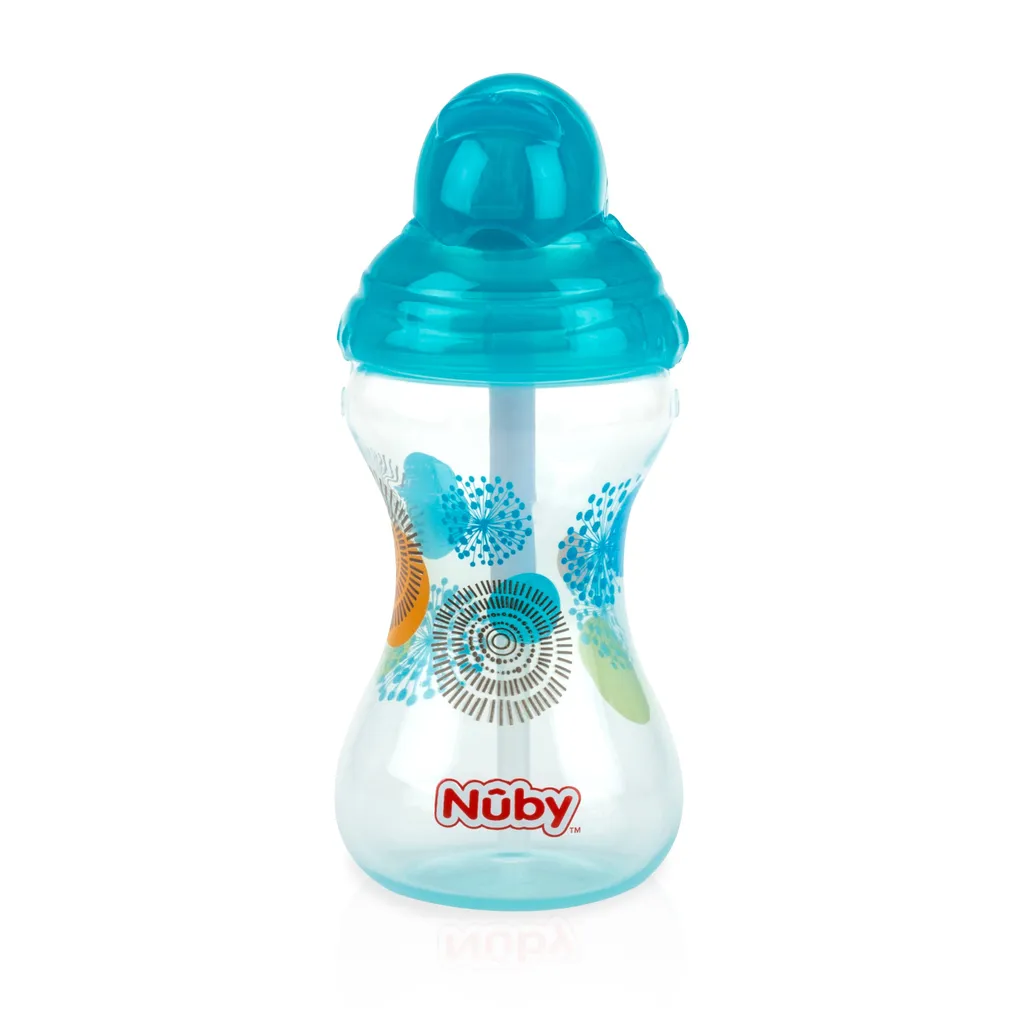 Nuby Click-It Designer Series Flip It Straw Active Sipeez 300ml (Turquoise)