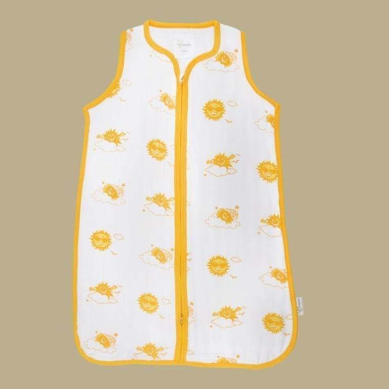 Kaarpas Premium Organic Cotton 2- Layer Muslin Baby Sleeping Bag with Up in The Sky Theme of Sun