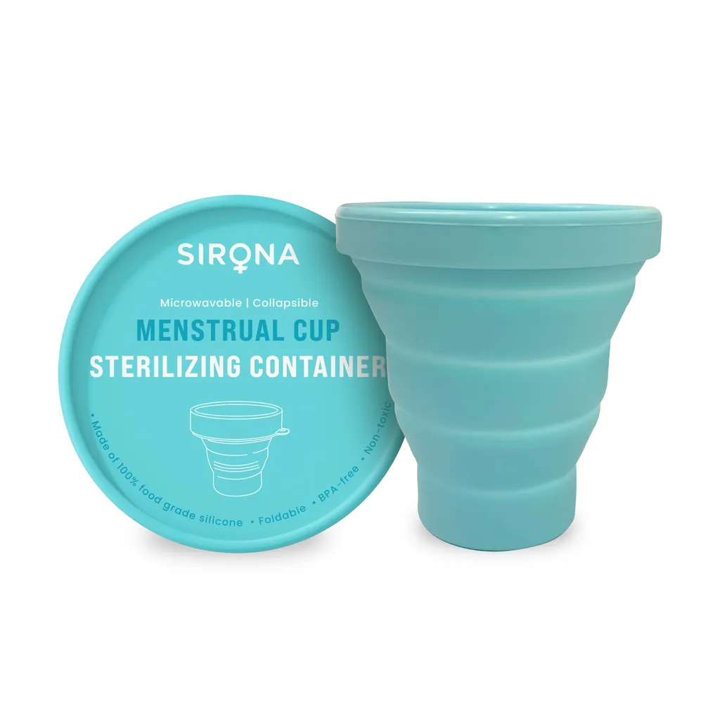 Sirona Collapsible Silicone Cup Foldable Sterilizing Container, Menstrual Cups 1 Unit,Microwave Friendly