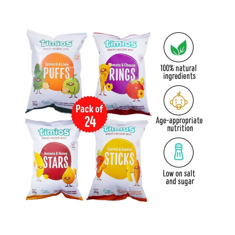 Timios Party Snack Pack for Kids Pack of 24 - 30g Each