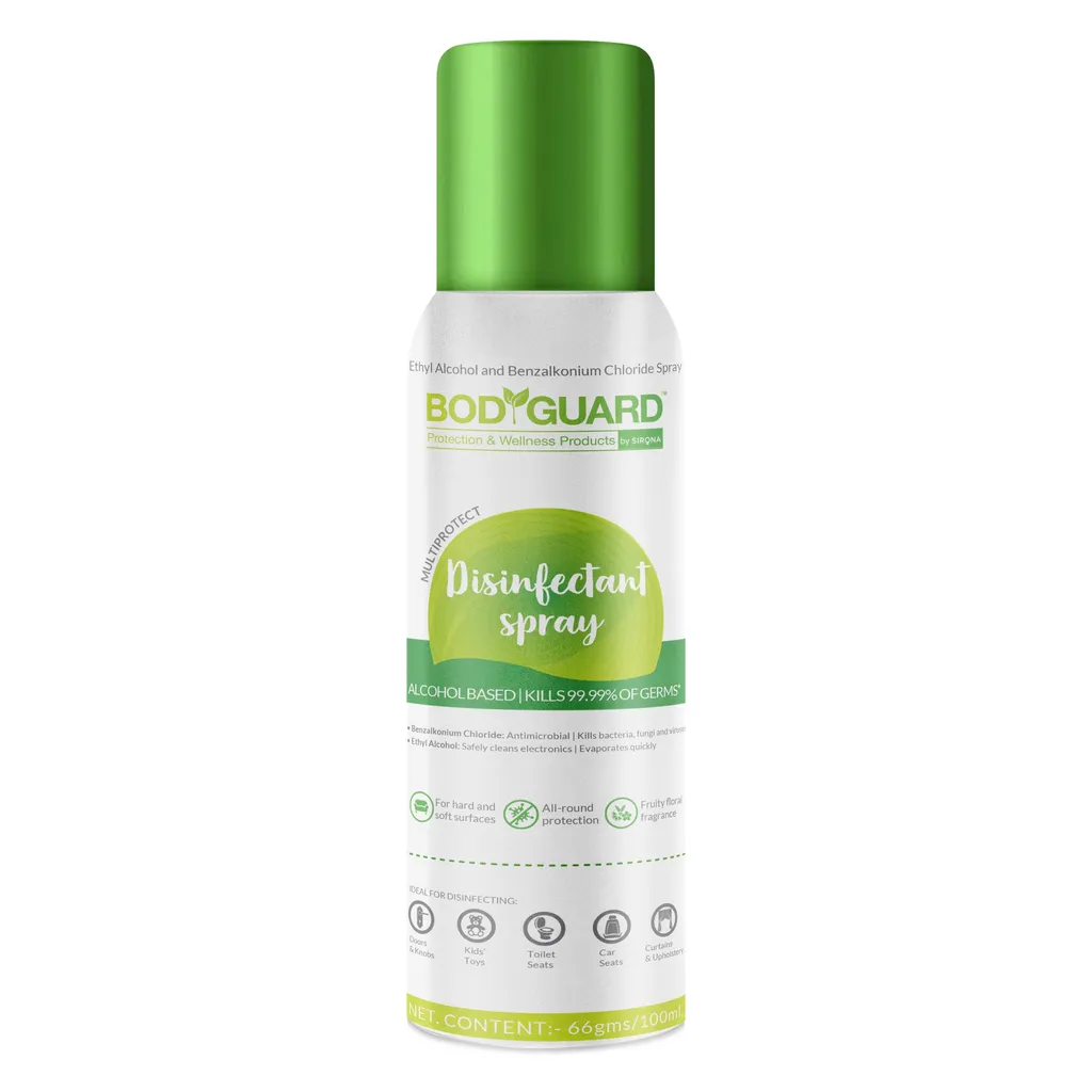 BodyGuard Multipurpose Alcohol Based Disinfectant Sanitizer Spray - 100 ml, Kills 99.9% of Germs