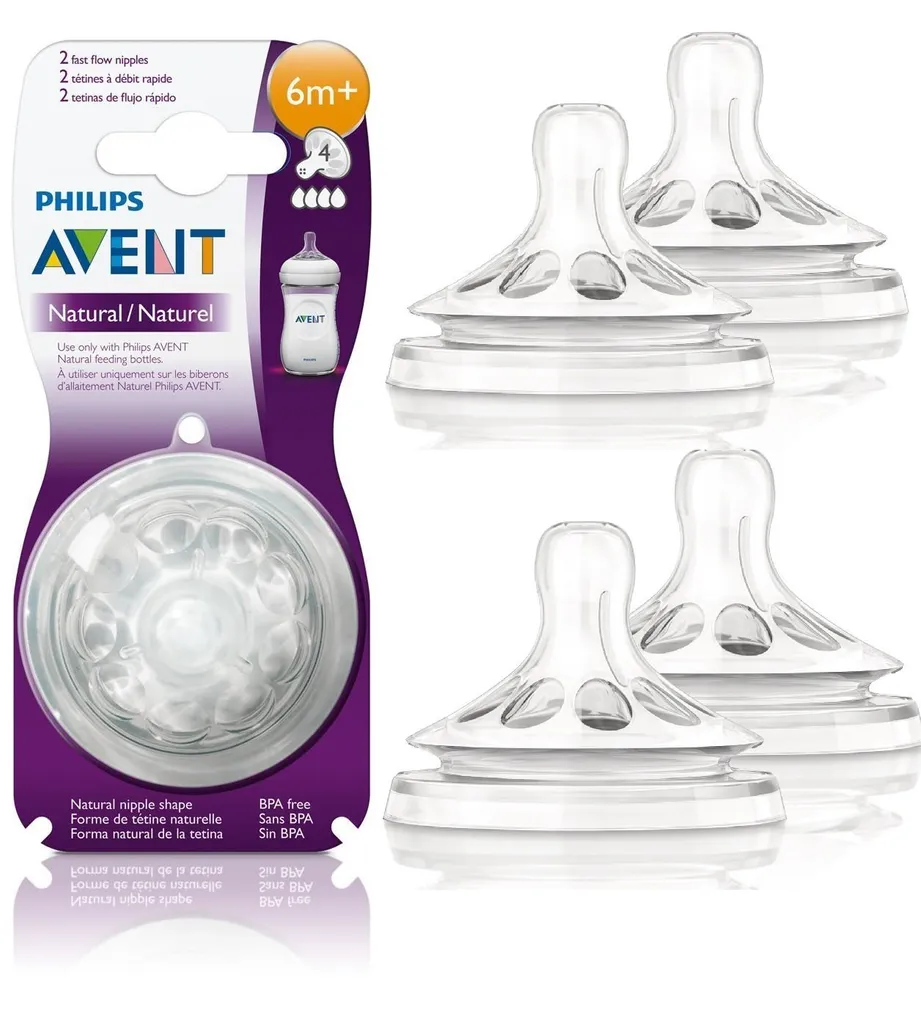 Philips Avent Natural Teat Fast Flow - 6months+ (pack of 2)