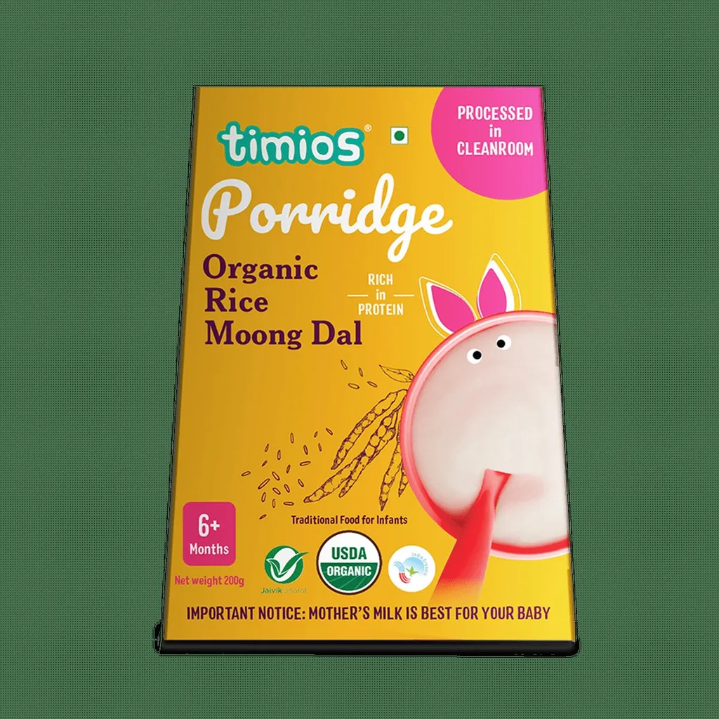 Timios Porridge - Organic Rice & Moong Dal, Healthy and, Nutritious for Babies 6+ Months, 200g