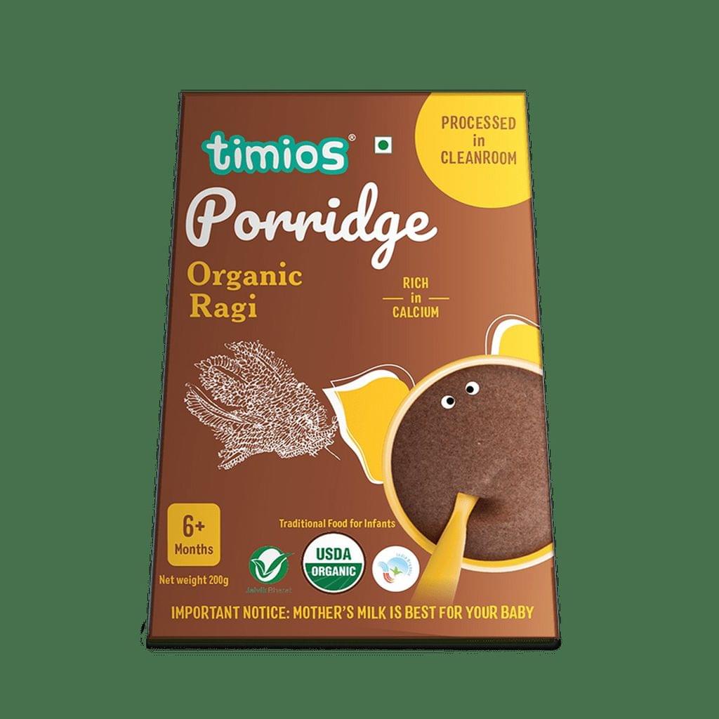 Timios Porridge - Organic Ragi (Sprouted), Healthy and, Nutritious for Babies 6+ Months, 200g