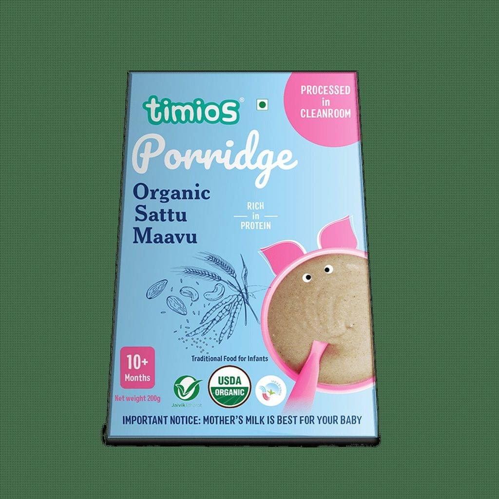 Timios Porridge - Organic Sattu Maavu, Healthy and, Nutritious for Babies 10+ Months, 200g