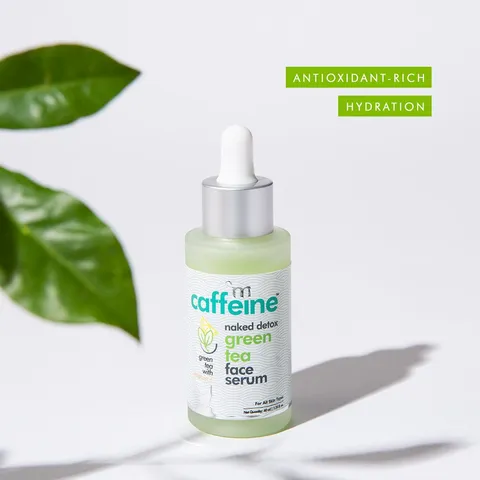 mCaffeine Vitamin C Green Tea Face Serum for Glowing Skin with Hyaluronic Acid - Reduces Dark Spots