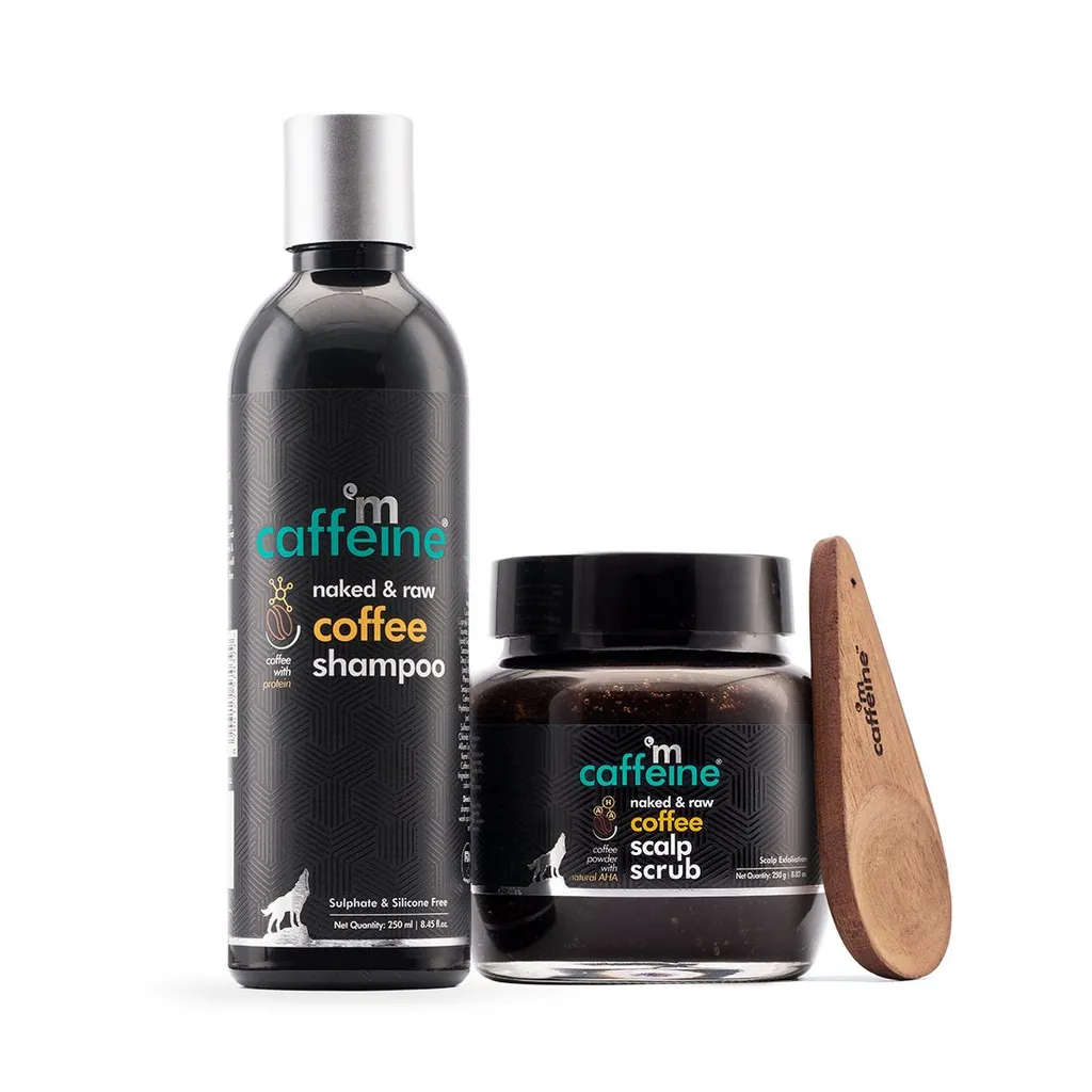 mCaffeine Coffee Deep Cleansing Hair Care Duo with Protein, Natural AHA & Argan Oil - Shampoo & Scalp Scrub (500ml)
