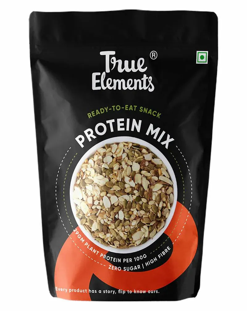 True Elements Protein Mix,Roasted Pumpkin Watermelon Almonds and SOYA Nuts, Veg Protein Seeds 500gm