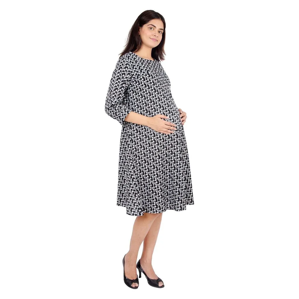 YASHRAM Morph Maternity Women's Cotton Umbrella Maternity Dress- Black