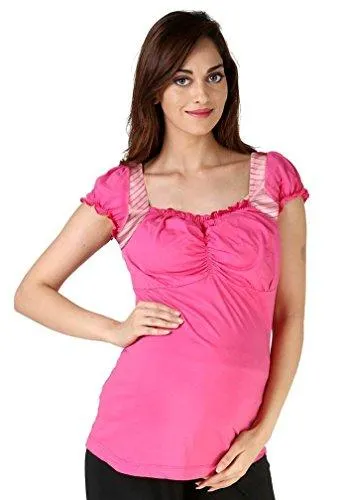 Morph Maternity Cotton Pink Gathered Top For Women
