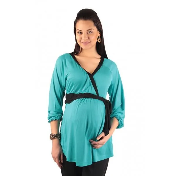YASHRAM Morph Maternity Greenish Blue Evening Top For Women