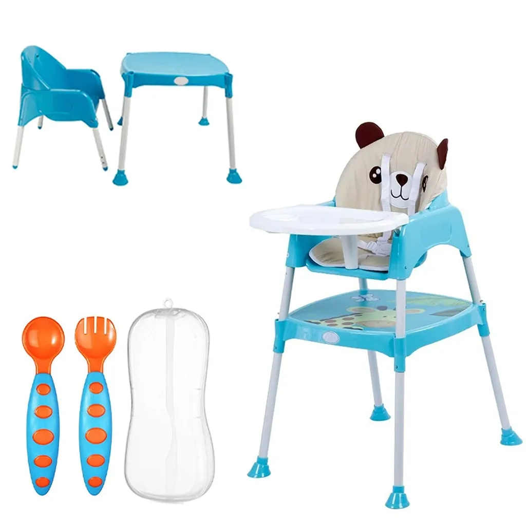 Safe-O-Kid-Convertible 5 in 1Booster HighChair forBaby-Blue