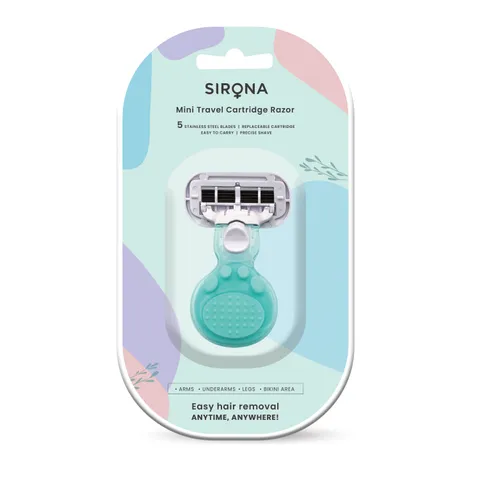 Sirona 5 Blade Mini Travel Cartridge Hair Removal Razor , Aloe Vera & Vitamin E Lubrication 1 Pcs