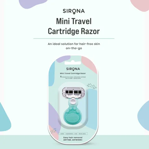 Sirona 5 Blade Mini Travel Cartridge Hair Removal Razor , Aloe Vera & Vitamin E Lubrication 1 Pcs