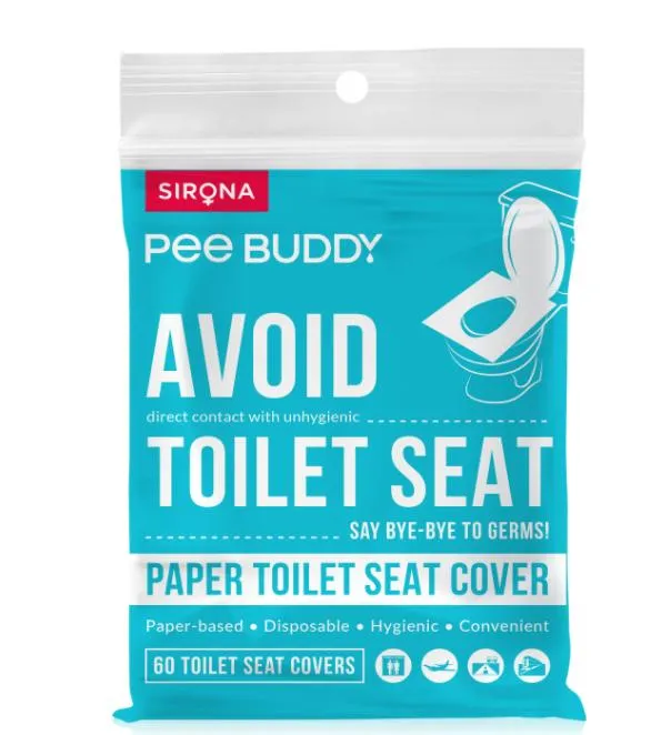 Sirona PeeBuddy Disposable Toilet Seat Cover to Avoid Direct Contact with Unhygienic Toilet Seats - 60 Seat Covers