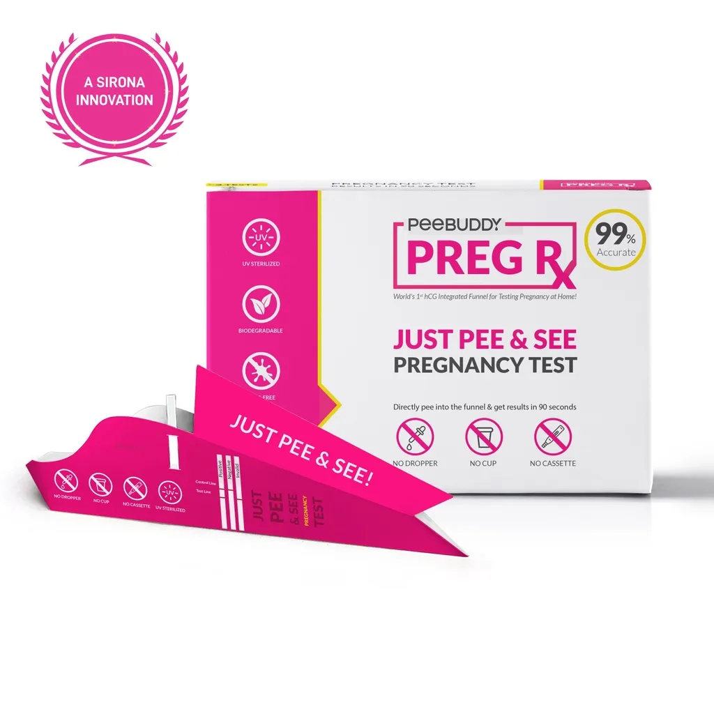 Sirona PeeBuddy PregRx Pregnancy Test Strips in Funnel - Just Pee & See Instant Pregnancy Test - 1 Funnels