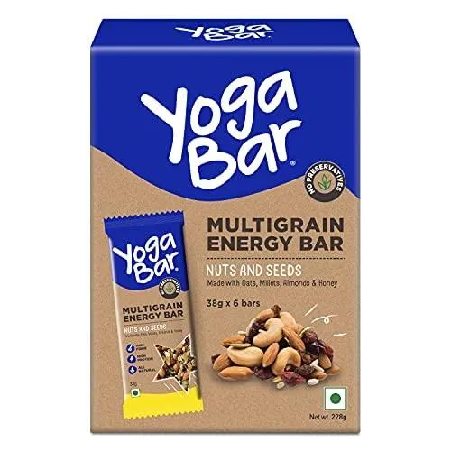 Yogabar Nuts N Seeds Multigrain Energy Bar-Pack Of 10, 38g