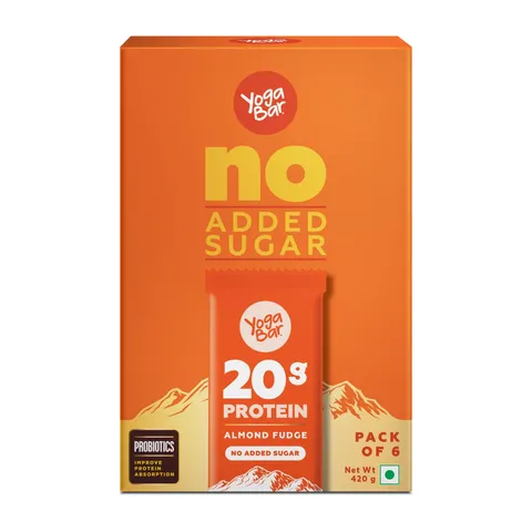 Yogabar Almond Fudge Protein Bar-Pack Of 6, 70gm