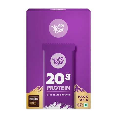 Yogabar Chocolate Brownie Protien Bar-Pack Of 6, 70gm