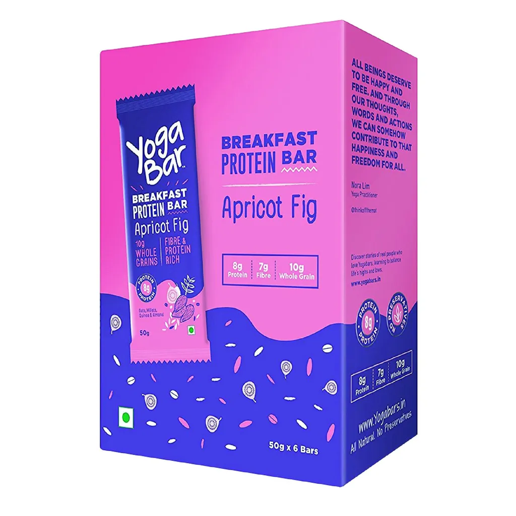 Yogabar Breakfast Bar - Apricot Fig Pack Of 6, 50gm each