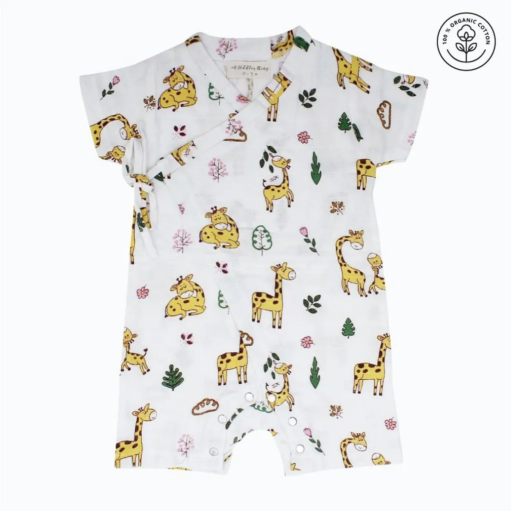 A Toddler Thing - Organic Muslin Knot Jumpsuit - Happy Giraffe