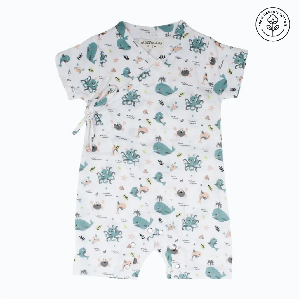 A Toddler Thing - Organic Muslin Knot Jumpsuit - Sea World