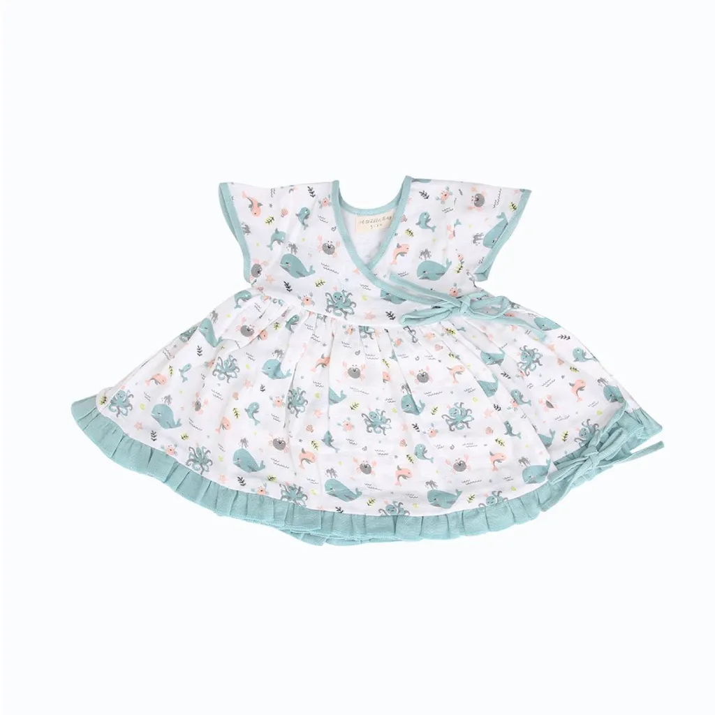 A Toddler Thing - Organic Muslin Frock - Knot Type - Sea World