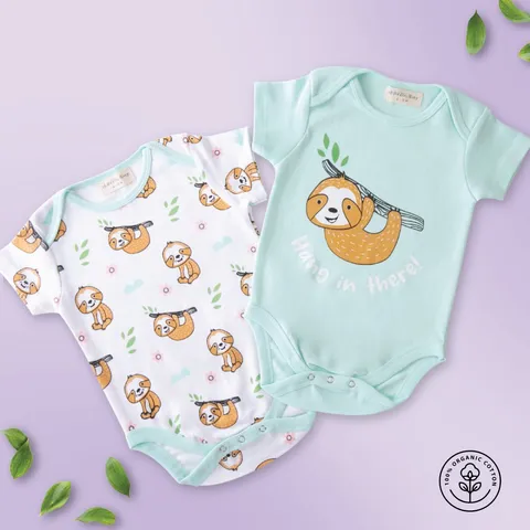 A Toddler Thing - Sloth Baby - Organic Rompers (Pack of 2)