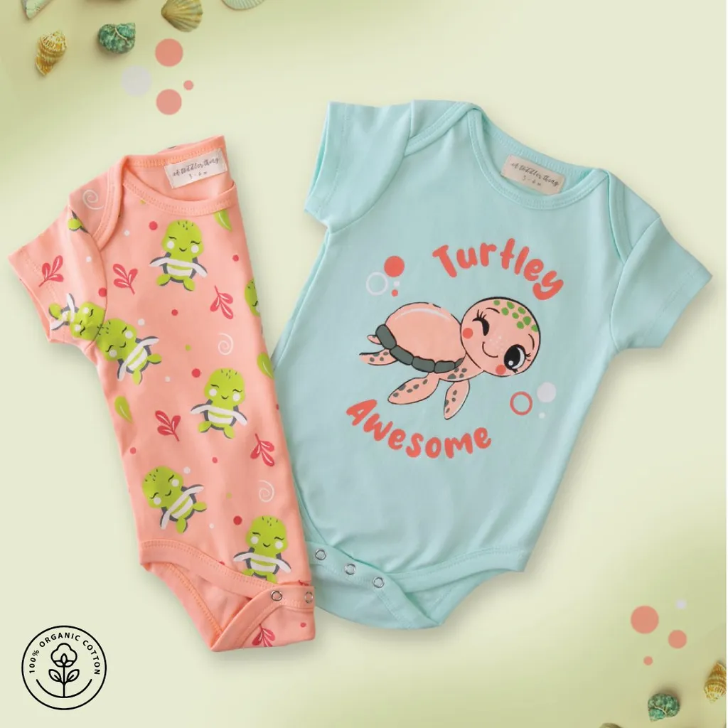 A Toddler Thing - Turtley Awe - Organic Rompers (Pack of 2)