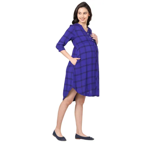 Mystere Paris Chic Checked Maternity Dress