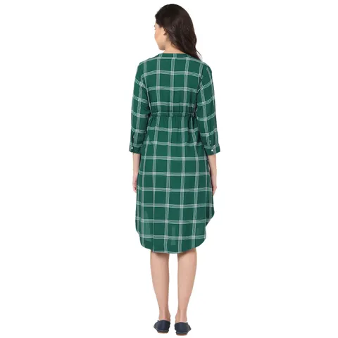 Mystere Paris Green Checked Maternity Dress