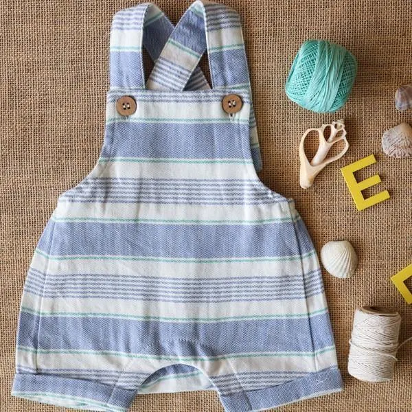 Yellow Rabbit Blue and White Stripped Overalls
