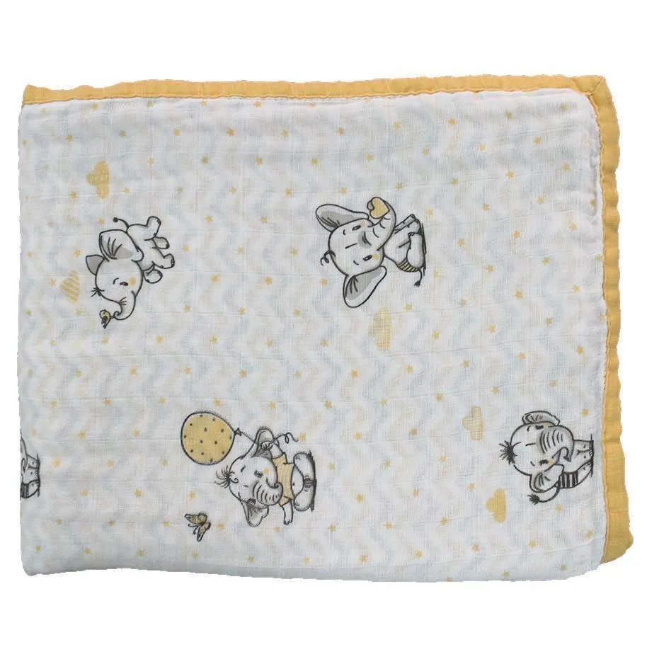 Yellow Rabbit Baby Elephant Muslin Blanket