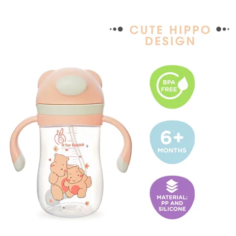 R for Rabbit Hippo Baby Straw Sipper