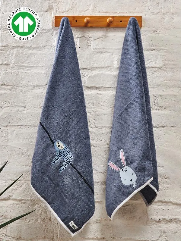 Greendigo Furry Friends Bath Towel Set - Ocean Blue